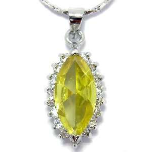   Cut Sterling Silver Simulated Citrine Pendant with 18 Necklace P3110
