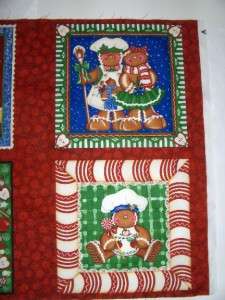 Gingerbread Family 6 Quilt Blocks WallHanging Cotton MM Fabric Panel 