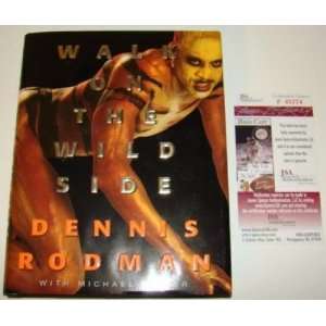 Dennis Rodman SIGNED Walk on the Wild Side Book JSA   Autographed NBA 