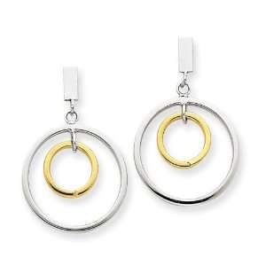 Double Circle Dangle Earrings in 14k Two tone Gold