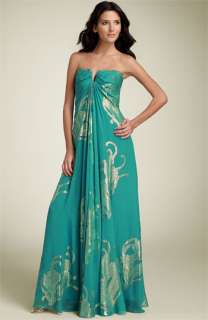 Nicole Miller Strapless Metallic Silk Gown  