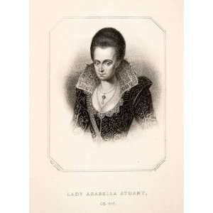  1857 Steel Engraving Lady Arabella Stuart England Royal 