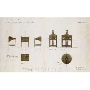 Designs For Writing Desks by Charles Rennie Mackintosh. Size 22.00 X 