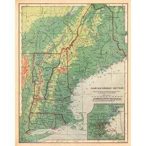  Bradley 1898 Antique Map of the Northeast United States 