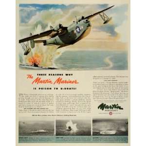 1944 Ad Glenn L Martin Baltimore PBM Mariner Patrol Bomber Flying Boat 