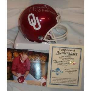 Jason White Autographed Oklahoma Mini Helmet Heisman 03