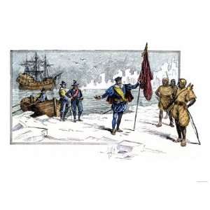  English Explorer John Cabot Landing on the Shore of Canada 