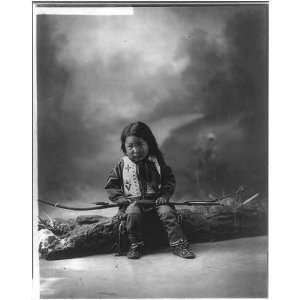  John Lone Bull,c1900,Sioux Indian child,bow and arrows 