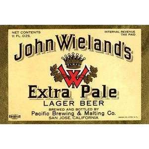  Vintage Art John Wielands Extra Pale Lager Beer   Giclee Fine 