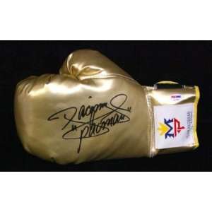 Manny Pacquiao Signed Autographed Gold Boxing Glove Psa/dna #q10859 