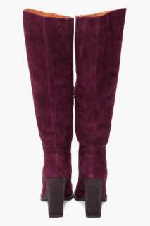 Jeffrey Campbell High Maroon Suede Booties for women  