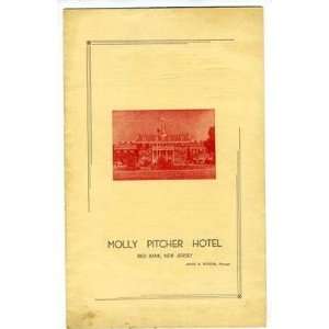 Molly Pitcher Inn Menu Red Bank New Jersey 1930s