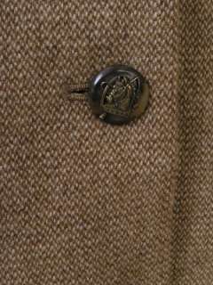 Ralph Lauren Equestrian Blazer Brown Tweed Horse Buttons Lambs Wool 12 