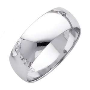  14K White Gold 7mm Plain Wedding Band Ring for Men & Women 