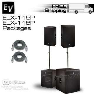 EV ELX 118P SUBWOOFERS ELX 115P SPEAKERS STANDS & CABLE 800549589529 