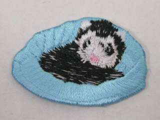 Ferret in Bed Embroidered Iron On Applique Patch  