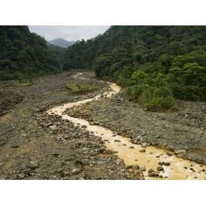 Brown Water Flowing from River Fed with Volcanic Silt, Costa Rica 
