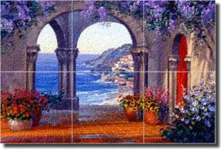 Senkarik Seascape Courtyard Glass Wall Floor Tile Mural  