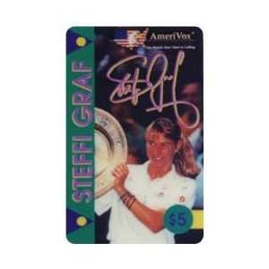 Collectible Phone Card $5. Steffi Graf (Tennis Champion) Holding The 