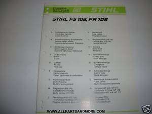 STIHL PARTS LIST MANUAL FOR FS 106 FR 106  