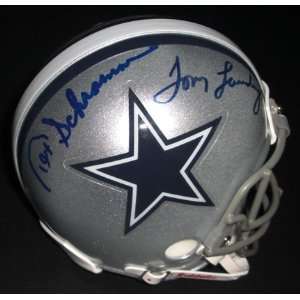 Tom Landry Autographed Mini Helmet   Tex Schramm DUAL Dallas Cowboys 