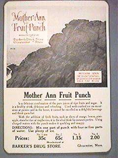 MOTHER ANN FRUIT PUNCH Ad & Label  