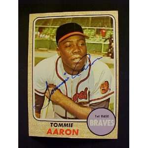 Tommie Aaron Atlanta Braves #394 1968 Topps Signed Autographed 