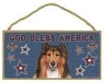 NEW God Bless America Dog Lover Sign Sable Rough Collie  