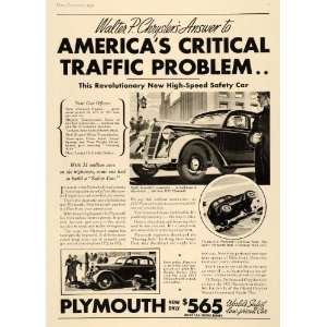  1935 Ad Walter P Chrysler Safety Plymouth Car Rollovers 