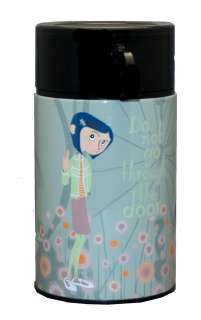 Coraline Neil Gaiman Pastel Flowers Metal Lunchbox With Thermos  
