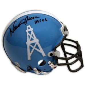 Warren Moon Signed HOF Oilers Blue Mini Helmet