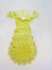 Empoli Italy Yellow Green Hobnail Glass Spikey Seed Vas