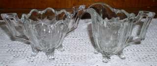 Indiana Glass Footed Etched Creamer & Open Sugar Bowl  
