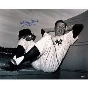Whitey Ford New York Yankees   Sitting on Top Step   Autographed 16x20 