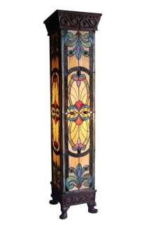 AMBER JEWELS * NEW STAINED GLASS PEDESTAL LAMP  