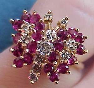   Gold Dark Pink/ Red (No Purple Tone)Ruby & Diamond Butterfly Motif