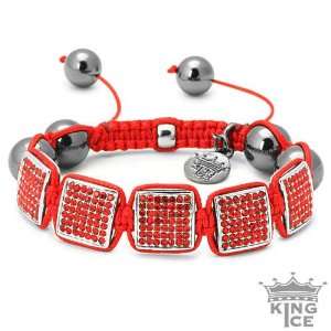  Square Disco Ball Red CZ Urban Bracelet Jewelry