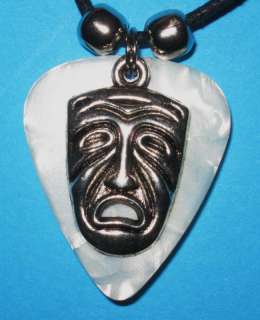 THEATER MASKS GUITAR PICK NECKLACE Comedy Drama Reverse  
