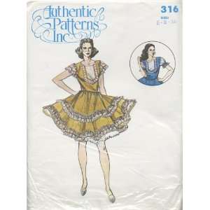  Authentic Patterns #316   Ladies Square Dance Dress Pattern 