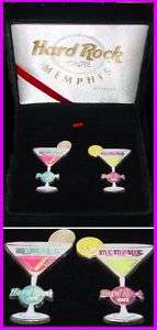 Hard Rock Cafe MEMPHIS 2001 PINfest 2 MARTINI PINS Box  