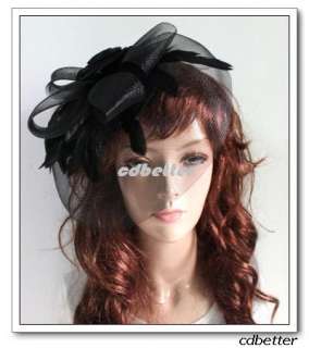 Black Flower Veil Hair Clip Hat Millinery Fascinators  