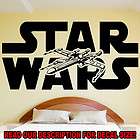 STAR WARS LOGO AND X WING FIGHTER WALL STICKER VINYL DECAL SILHOUETTE 