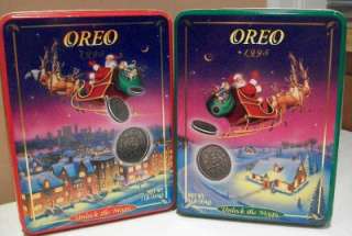 1995 Oreo Cookie Christmas Tin Unlock the Magic Green  