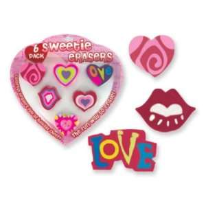  Sweetie Erasers 6 Pack Valentines Erasers Case Pack 72 