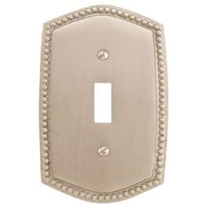  Solid Brass Beaded Design Switch Plate   Brushed Nickel 