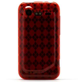 Clear Red Argyle Candy Skin Case HTC Droid Incredible 2  