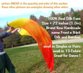 Pair HUGE 100% Silk FANs Costume Belly Dance   Yellow  