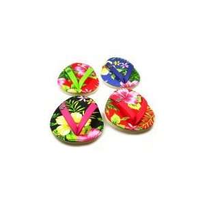  Hibiscus Hula Hawaiian Flip Flop Coasters   Set of 4 