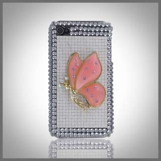 FOR IPHONE 4 4G 4S 3D PINK GOLD BLING DIAMONDS CRYSTAL FAIRY SILVER 