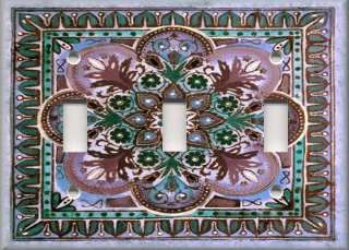 Light Switch Plate Cover   Italian Tile Pattern   Fiore   Jewel Tones 